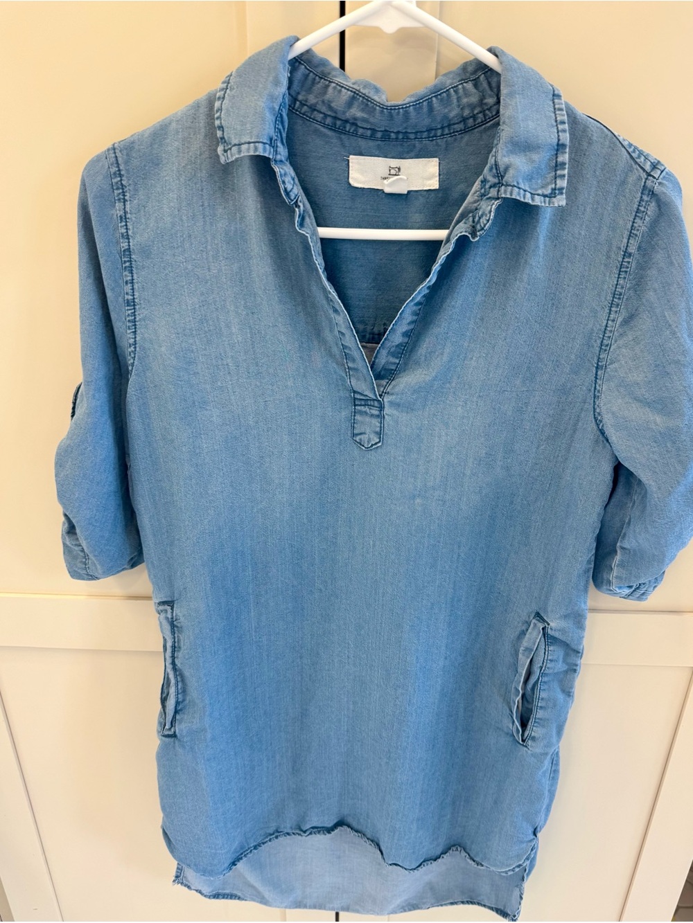 Thread & Supply Chambray Tunic Mini Dress in Light Blue